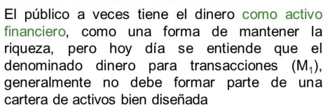 demanda de dinero como activo