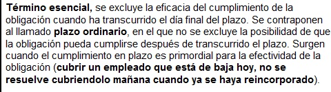 obligaciones con termino esencial